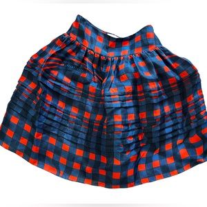 Prada Fairy Collection Red blue plaid silk skirt 2008
